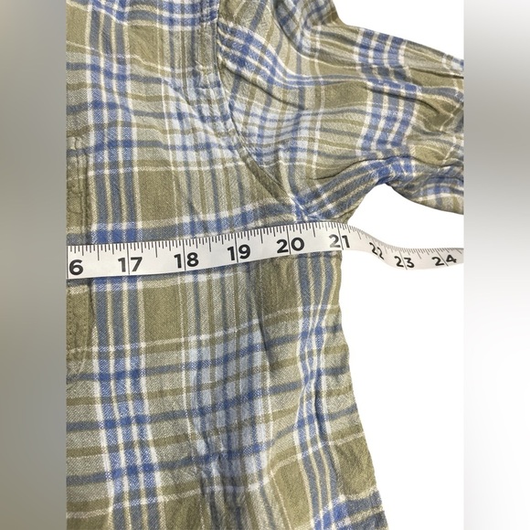 American Eagle Green & Blue Button Up Cropped Shirt Size Medium Girls EUC - Picture 3 of 10